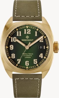 Bremont Terra Nova Date Automatic Bronze (40.5mm) Gradient Green Metal Dial / Khaki Green Nubuck Leather TN40-DT-BZ-GN-L-S