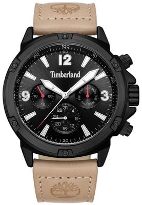 Timberland Quartz Multi-Function (46mm) Black Dial / Tan Leather Strap TDWGF9002702