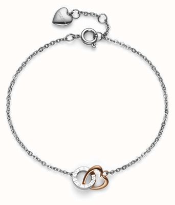 Olivia Burton Kindred Interlink Heart Silver & Rose Gold Plated Bracelet 24100554