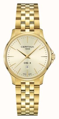 Certina DS-8 Lady (31mm) Gold Dial / Gold PVD Stainless Steel Bracelet C0450103336100