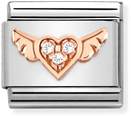 Nomination Classic Winged Heart Rose Gold & Steel Charm 430305/34