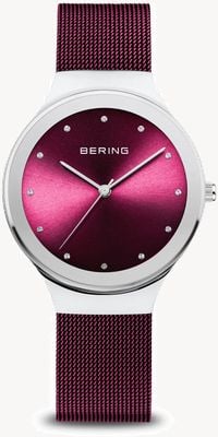 Bering Classic | Women's | Polished Silver | Purple Mesh 12934-909