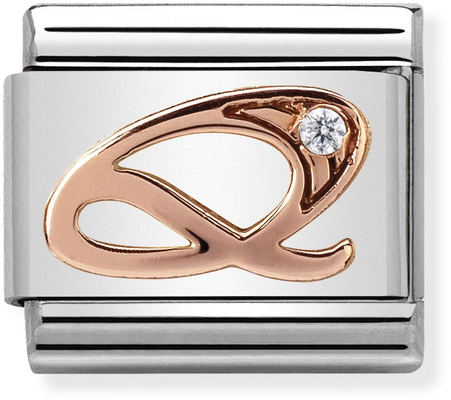 Nomination Classic Letter Q 9ct Rose Gold & Steel Charm 430310/17