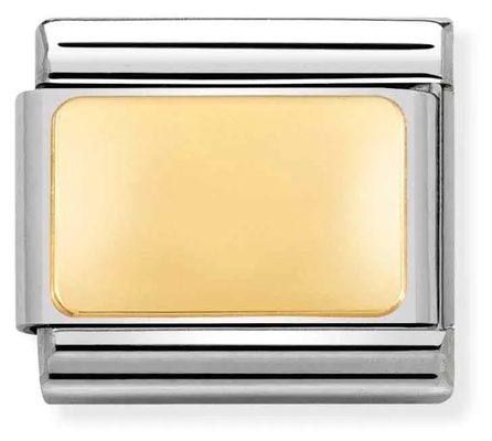 Nomination Classic ENGRAVED Steel And Bonded Yellow Gold CUSTOM Smooth Plate Charm 030121/01