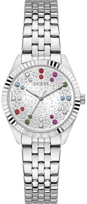 Guess Ladies Adelaide Silver-Tone Glitz Dial Silver-Tone Stainless Steel Bracelet GW1103L1