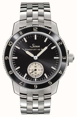 Sinn 104 Classic 12 Small-Seconds (41mm) Black Electroplated Dial / Stainless Steel Fine Link Bracelet 104.060 FINE LINK