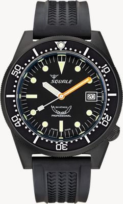 Squale 1521 Automatic DLC (42mm) Black Dial / Black Rubber Strap Watch 1521DLCBK.VO
