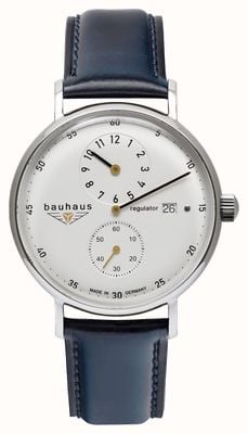 Bauhaus Classic Automatic Regulator (41mm) White Dial / Blue Leather Strap 21261