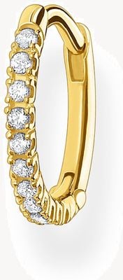 Thomas Sabo 18k Yellow Gold Single Hoop Earring | Silver Stones 13.5mm CR659-414-14