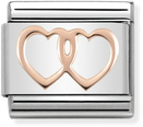 Nomination Classic SYMBOLS Stainless Steel And Gold 9ct Double Hearts Charm 430104/08