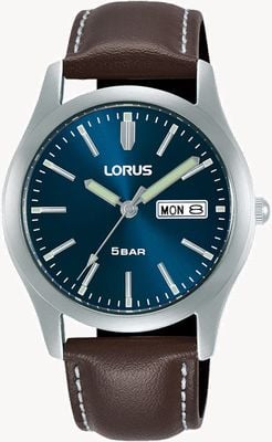 Lorus Classic Day/Date (38mm) Dark Blue Sunray Dial / Brown Leather RXN81DX9
