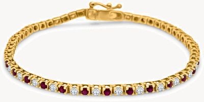 Perfection Diamond 9ct Yellow Gold 1.06ct Diamond and Ruby Tennis Bracelet BRR1725DA-G5043YW