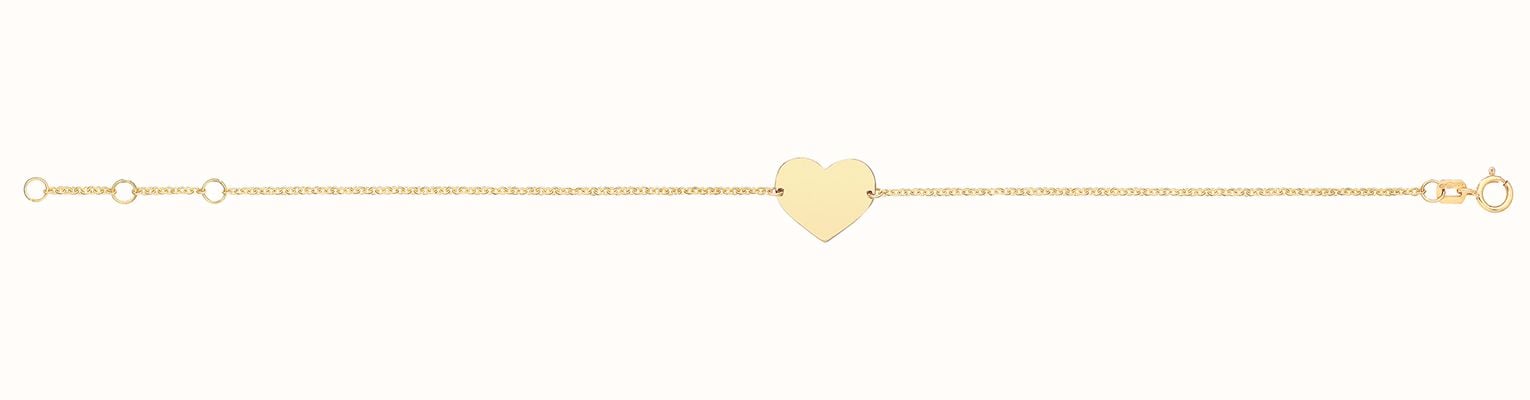 James Moore TH Ladies 9ct Yellow Gold 7"" Heart ID Bracelet BR668