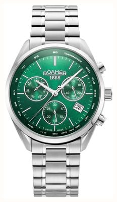 Roamer Men's Pro Chrono (42mm) Green Dial / Stainless Steel Bracelet 993819 41 75 20