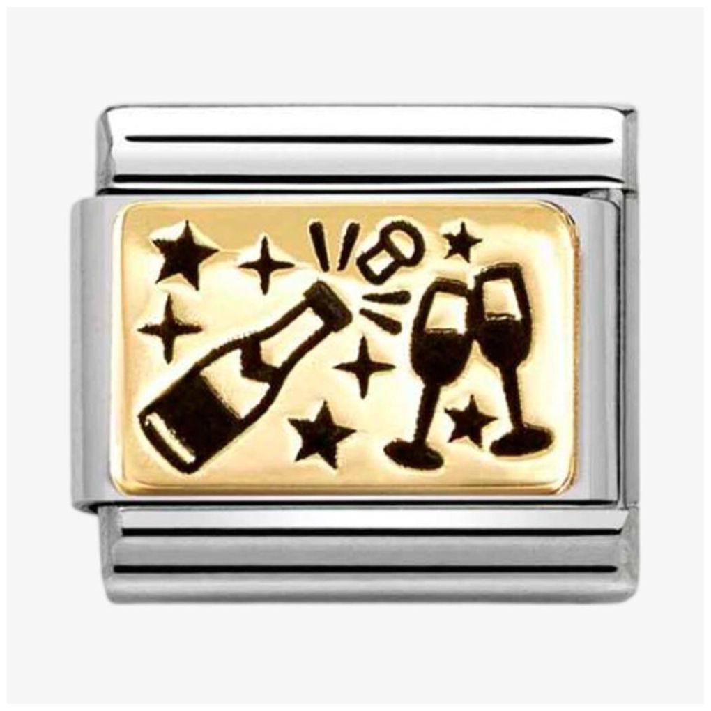 Nomination 030166/61 CLASSIC Gold & Black Champagne Bottle Jewellery