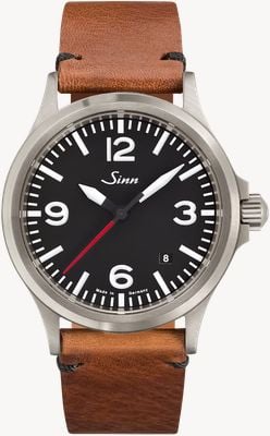 Sinn 556 A RS Automatic (38.5mm) Black Dial / Brown Vintage-Look Cowhide Leather Strap 556.0141 BROWN COWHIDE