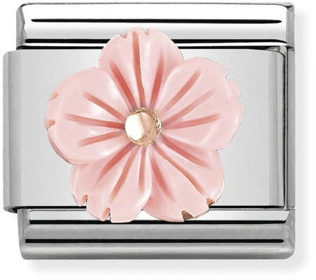 Nomination Composable Classic STONE SYMBOLS In Stainless Steel And 9k Rose Gold Flower In ROSE CORAL 430510/03