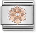 Nomination Classic Snowflake 9ct Rose Gold & Steel Charm 430305/23