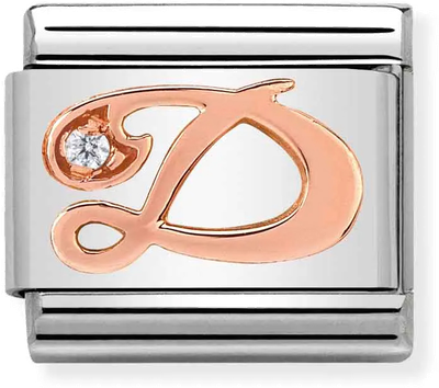 Nomination Classic Letter D 9ct Rose Gold & Steel Charm 430310/04