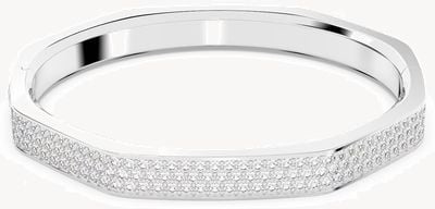Swarovski Dextera Octagon Bangle Large | Rhodium Plated | White Crystals 5655625