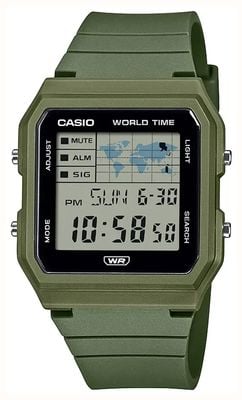 Casio World Map Multifunction (33.7mm) Digital Dial / Green Bio-Based Resin Strap LF-30W-3AEF