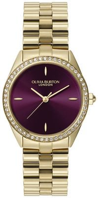 Olivia Burton Sports Luxe (34mm) Cherry Lacquer Dial / Gold-Tone Stainless Steel Bracelet 24000272