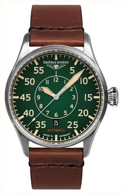 Bauhaus Aviation Flight Control Automatic (42mm) Dark Green Dial / Brown Leather Strap 2756-4