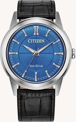 Citizen Eco-Drive Rolan (37mm) Blue Dial / Black Leather Strap Watch FE7130-01L