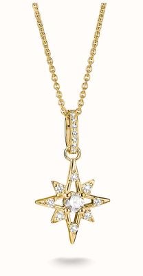 Thomas Sabo gold plated fine star necklace with white stones KE2394-M01-14-L50