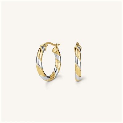 Rosefield Jewellery Duotone Swirl Hoops Gold And Silver Stainless Steel Earring JEDSG-J711