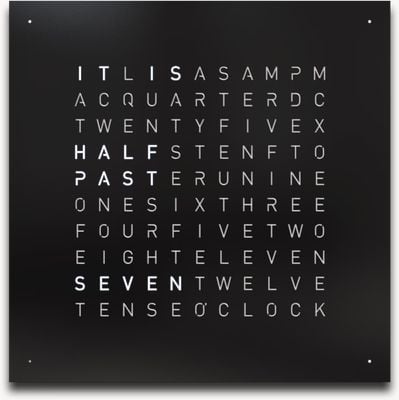 QLOCKTWO EARTH 45 STEEL SERIES BLACK PEPPER (English) - White Lacquered QT4ENBLPC-UK