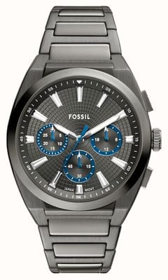 Fossil Men's Everett Chronograph (44mm) Textured Grey Dial / Gunmetal PVD Stainless Steel Bracelet FS6107