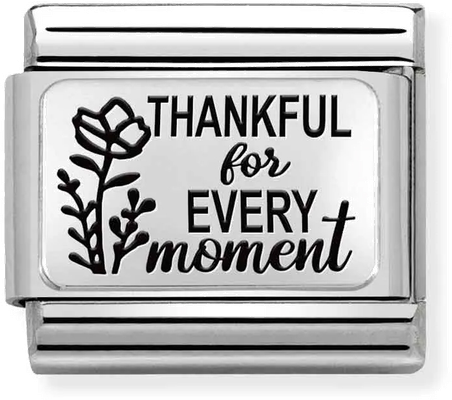 Nomination Classic PLATES Steel And Silver Sterling Silver Thankful for Every Moment Charm 330111/32