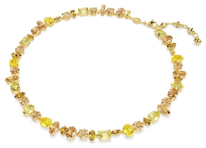 Swarovski 5718071 Gema Tennis Necklace, Mixed Cuts, Yellow, Jewellery