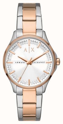 Armani Exchange Women's | White Crystal Set Dial | Two Tone Stainless Steel Bracelet AX5258