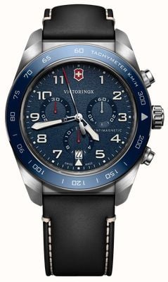 Victorinox Swiss Army Quartz Chronograph (42mm) Blue Dial / Black Leather Strap 242047