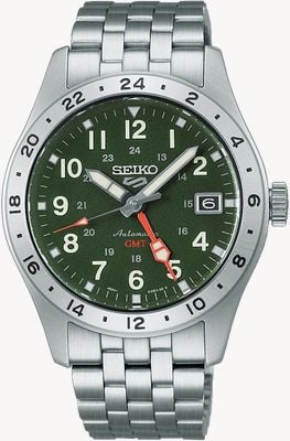 Seiko 5 Sports Field GMT Automatic (39.4mm) Khaki Drill Dial / Stainless Steel Bracelet HDB001K1