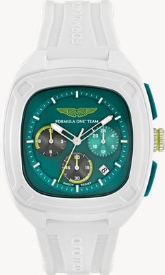 Aston Martin Aramco Formula One™ Team OVR W Quartz Chronograph (44mm) Podium Green Dial / White Silicone Strap MTFO1F502