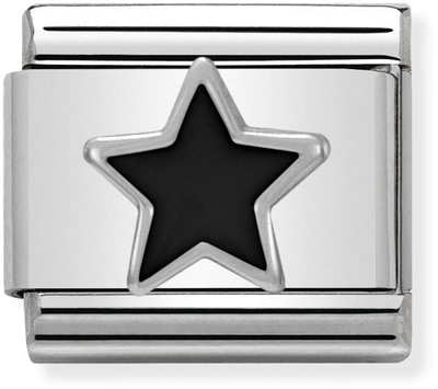 Nomination Classic Black Star Sterling Silver & Steel Enamel Charm 330202/05
