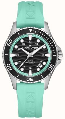 Hamilton Khaki Navy Scuba Automatic (40mm) Black Wave Dial / Turquoise Rubber Strap H82415331