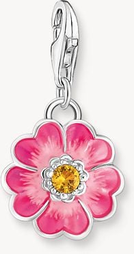 Thomas Sabo Silver Charm Pendant With Pink Flower 2208-496-7