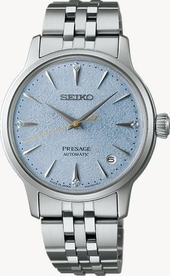 Seiko Presage ‘Frozen Skydiving’ Diamond Cocktail Time (34mm) Light Blue Dial / Stainless Steel Bracelet SRPL61J1