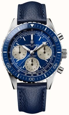 Favre Leuba Sea Sky Revival Automatic Chronograph (40mm) Blue Sunray Dial / Blue Leather Strap 00.20212.112.02.102