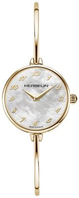 Herbelin Women's Fil (26mm) Mother-of-Pearl Dial / Gold-Tone Stainless Steel Bangle Bracelet 17206BP29