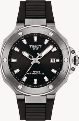 Tissot T-Race Powermatic 80 (41mm) Black Sunray Dial / Black Rubber Strap T1418071705100
