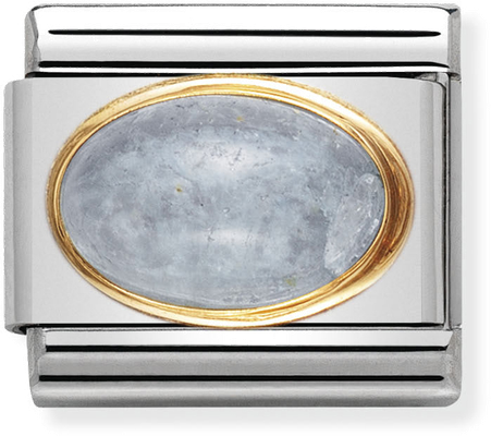 Nomination Classic OVAL STONES In Stainless Steel With 18ct Gold AQUAMARINE Charm 030504/01
