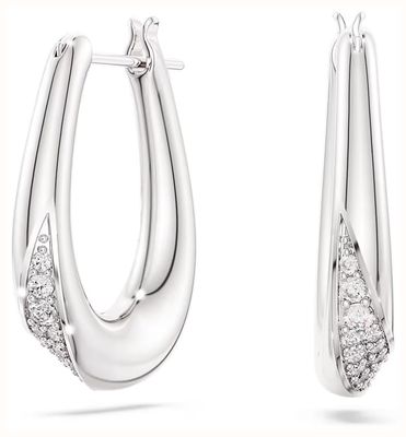 Swarovski Classica hoop earrings Round cut, Small, White, Sterling silver 5743474