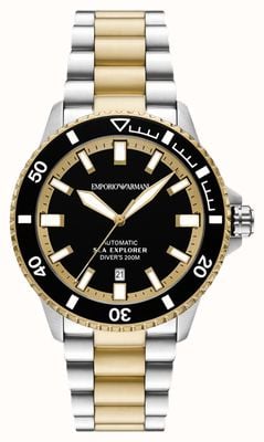 Emporio Armani Sea Explorer Automatic 200m (42.5mm) Black Dial / Two-Tone Stainless Steel Bracelet AR60089