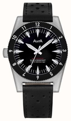 Alsta Motoscaphe 120 Automatic (40mm) Sunburst Black Dial / Black Perforated Leather Rally Strap MOTOSCAPHE 120