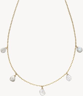 Elements Gold 9ct Gold Keshi Pearl Charm Necklace GN345